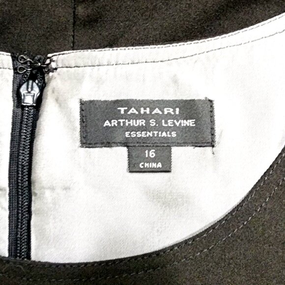 Tahari ASL Black Samuel Sheath Dress Boat Neckline Short Sleeves - Picture 4 of 6